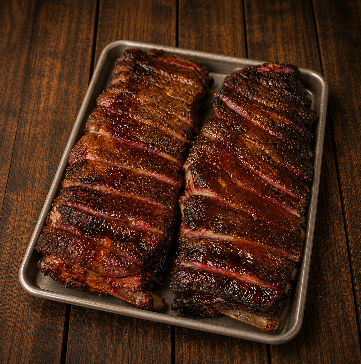 Hickory smoked pork spareribs at Smokin' J's Barbecue in Beatty, Nevada